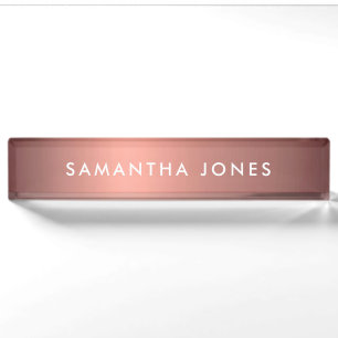 Geben Sie Ihren Namen Rose Gold Business ein Namensplakette