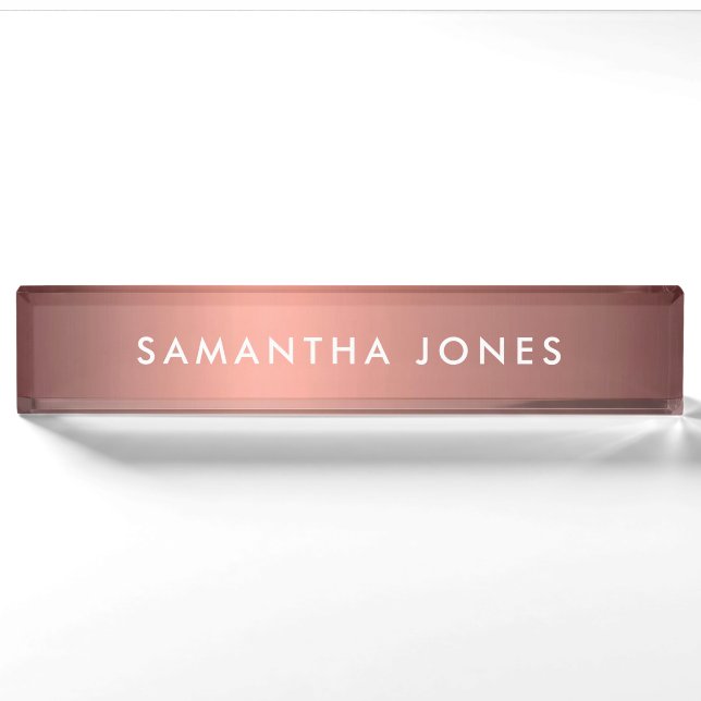 Geben Sie Ihren Namen Rose Gold Business ein Namensplakette (Vorderseite)