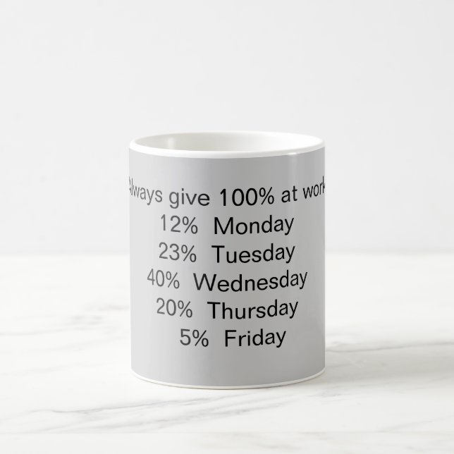 Geben Sie immer 100% bei der Arbeit: Kaffeetasse (Mittel)