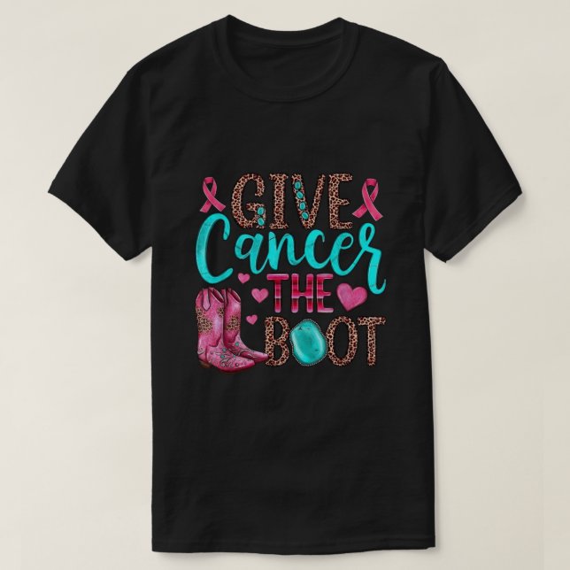 Geben Sie Krebs dem Stiefmütterchen Brustkrebs Pin T-Shirt (Design vorne)