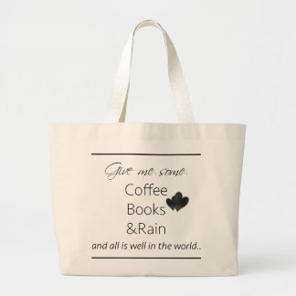 Geben Sie mir etwas Kaffee, Bücher und Regen Jumbo Stoffbeutel