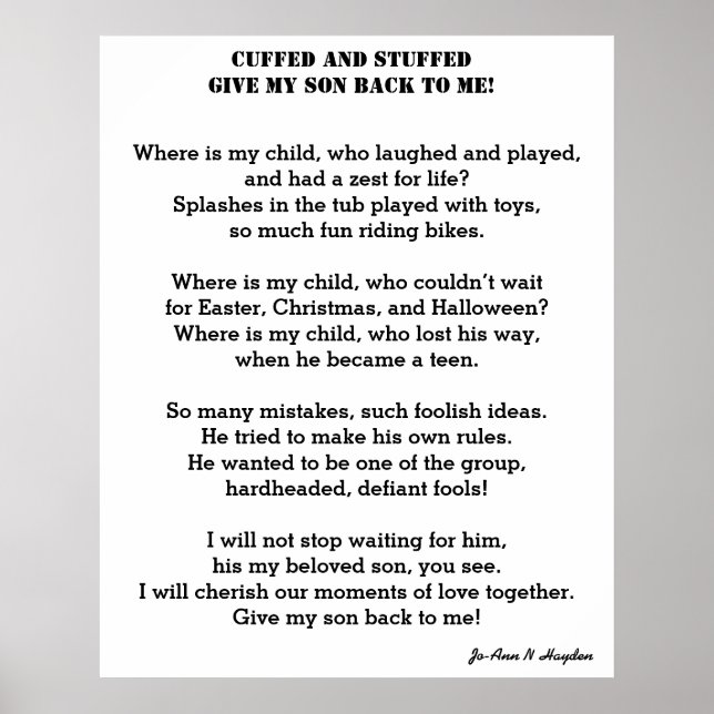 GEBEN SIE MIR MEIN SON-Poster ZURÜCK Poster (Vorne)