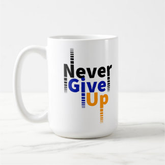 Geben Sie nie motivierend auf Kaffeetasse