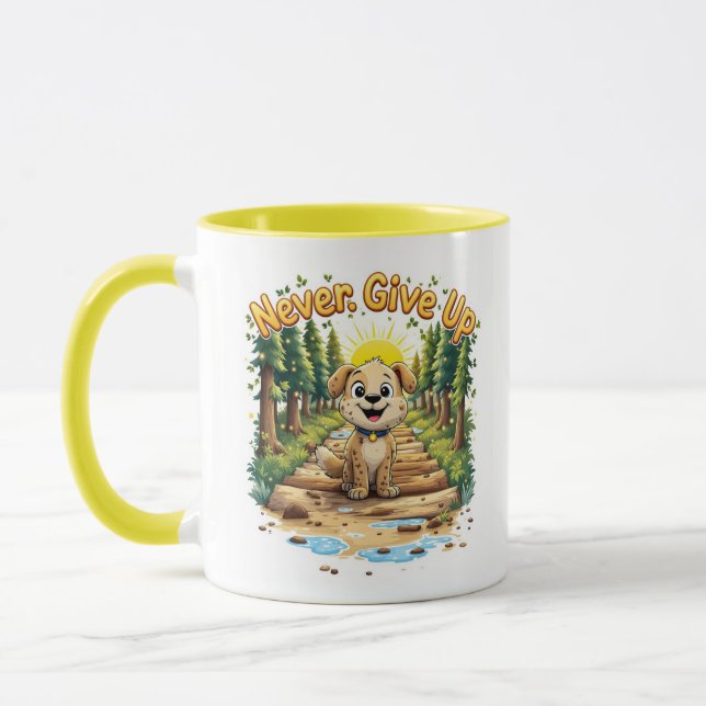 Geben Sie niemals die Tasse des Hundes auf - Motiv (Links)