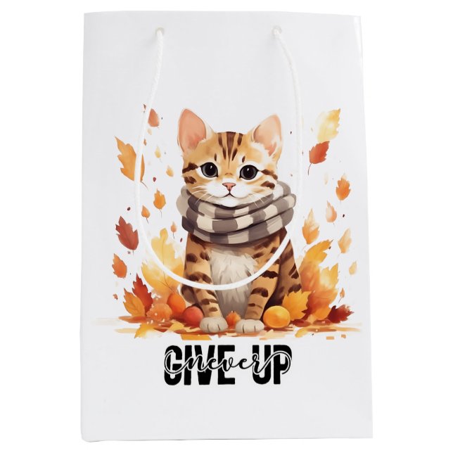 Geben Sie niemals mit Niedlicher Bengalischer Katz Mittlere Geschenktüte (Vorderseite)