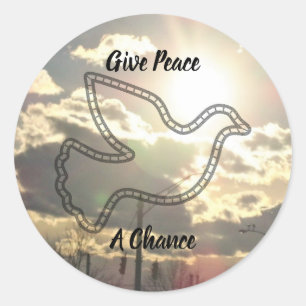 Geben Sie Peace Round Aufkleber. Runder Aufkleber