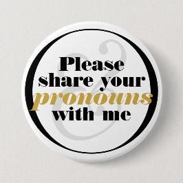 Geben Sie Pronouns Schwarz-weiße, klassische Buchs Button