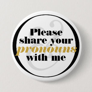 Geben Sie Pronouns Schwarz-weiße, klassische Buchs Button