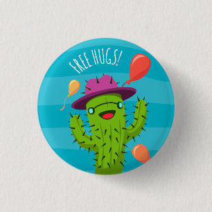 Geben Sie Umarmungs-Kaktus-Illustration - lustiges Button