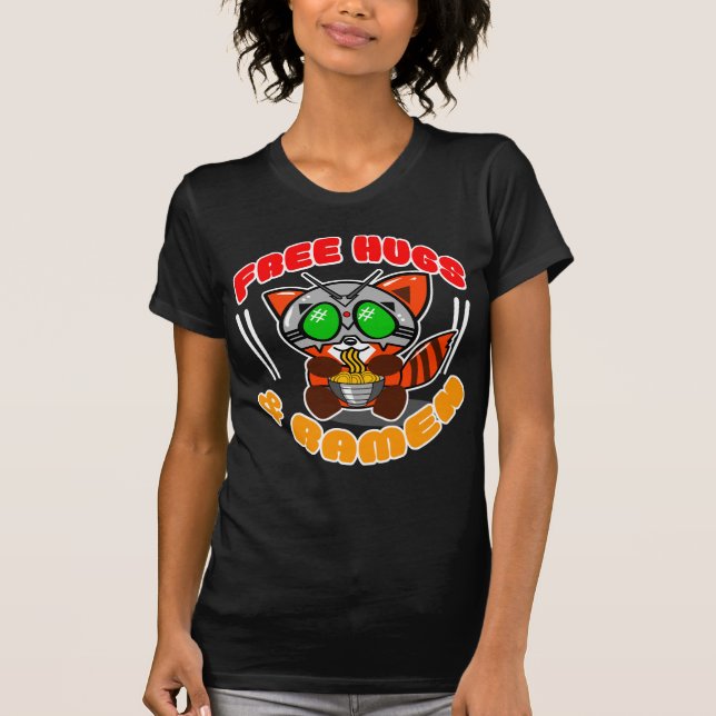 GEBEN SIE UMARMUNGS-U. RAMEN-ROTER PANDA-FRAUEN-' T-Shirt (Vorderseite)