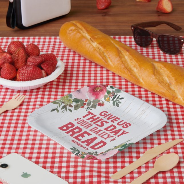 Geben Sie uns heute unsere tägliche Brotplatte Pappteller (Picknick)