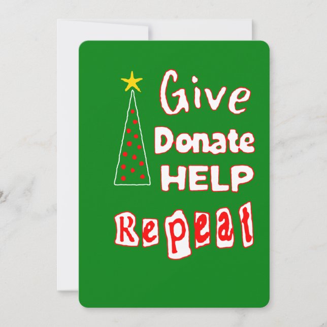 geben, spenden, helfen, wiederholen feiertagskarte (Vorderseite)