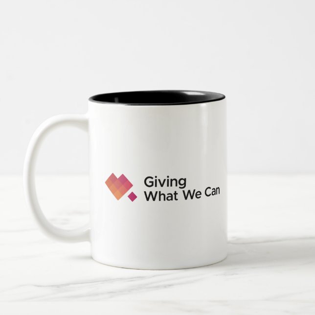Geben, was wir Logo-weit geben können Zweifarbige Tasse (Links)
