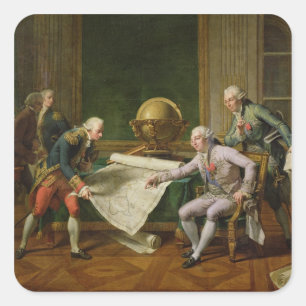 Gebende Anweisungen Louis XVI zum La Perouse Quadratischer Aufkleber