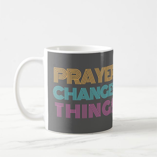Gebet ändert Dinge Retro farbenfroh Christlich Kaffeetasse (Links)