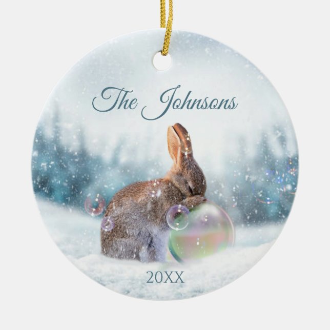Gebet Bunny Rabbit Weihnachten Religiöse Ornament (Vorne)