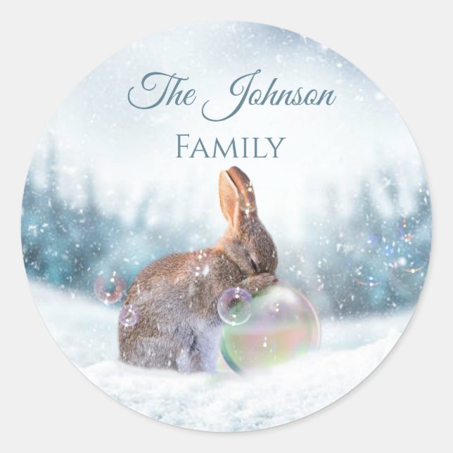 Gebet Bunny Rabbit Weihnachtsaufkleber Siegel Runder Aufkleber (Vorderseite)