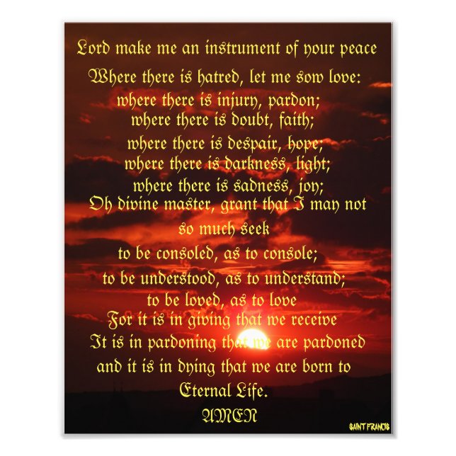 Gebet des Heiligen Franziskus Fotodruck (Vorne)