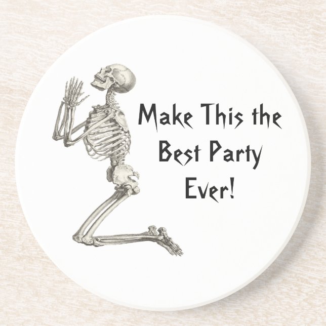 Gebet für den besten Party Skeleton Halloween Unte Getränkeuntersetzer (Vorne)