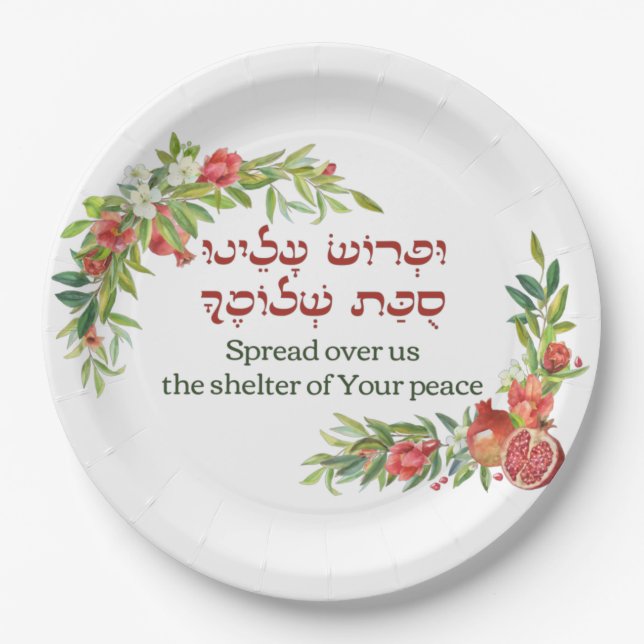 Gebet für den Frieden für Sukkot | Unique Sukkah Pappteller (Vorderseite)