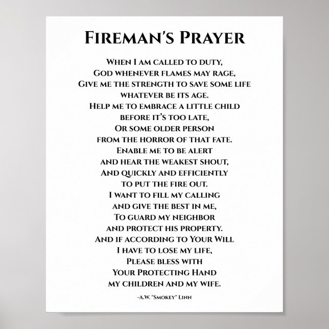 Gebet für einen Feuerwehrmann - unsere Helden Poster (Vorne)