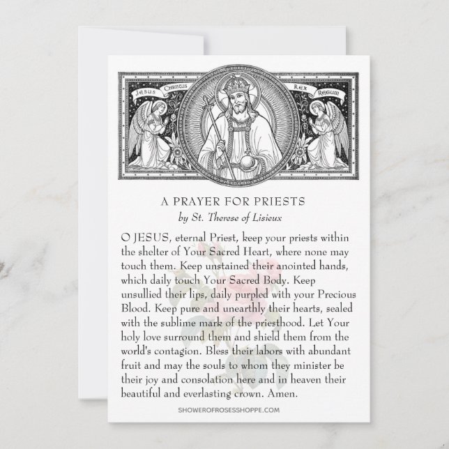Gebet für katholische Priester Jesus mit Engeln (Vorderseite)
