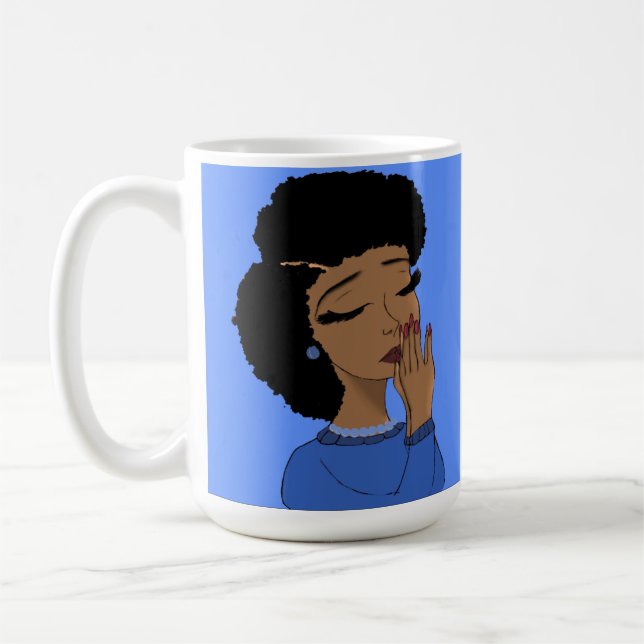 Gebet für Mädchen (blauer Hintergrund) Kaffeetasse (Links)