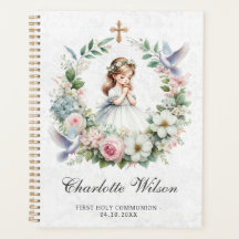 Gebet Girl White Doves Floral Erste Kommune