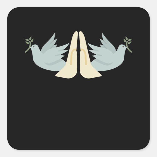 Gebet Hand Peace Doves Christlich Quadratischer Aufkleber (Vorderseite)