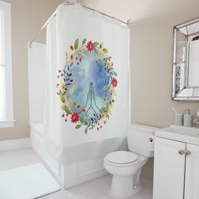 Gebet Hände Aquarell Duschvorhang (Beispiel)