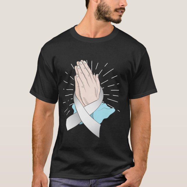 Gebet Hände mit dem Bewusstsein für den Lungenkreb T-Shirt (Vorderseite)