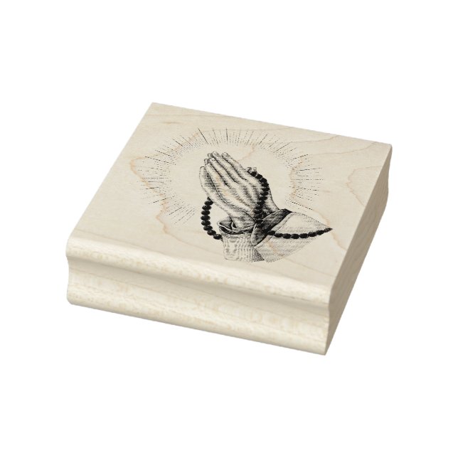 Gebet Hände mit Rosery-Gummi-Briefmarke Gummistempel (Stempel)