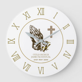 Gebet Hände und Kreuz Personalisierter Kirchenglau Große Wanduhr