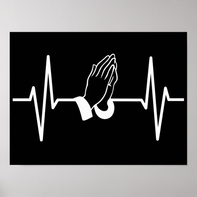 Gebet Heartbeat Pulse EKG: Christliches Glaubensge Poster (Vorne)
