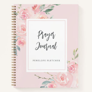 Gebet Journal Aquarell Blumengestein Rosa Notizbuch