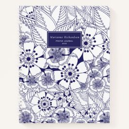 Gebet-Journal mit blauer und weißer Blüte Notizbuch