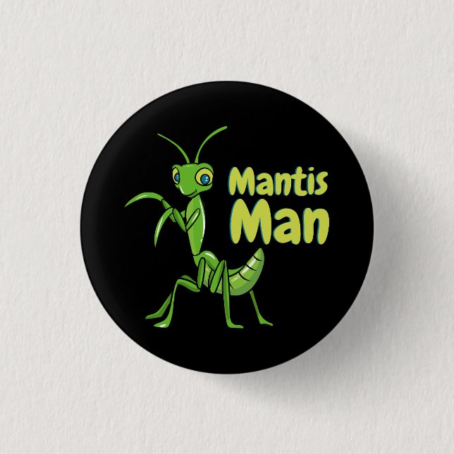 Gebet Mantis Man Green Garden Insekt Button (Vorderseite)