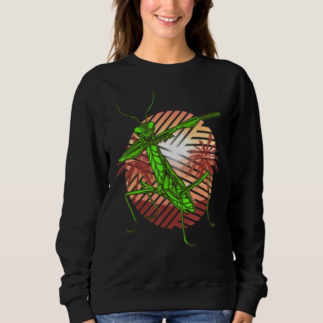 Gebet Mantis Retro Modern Green Insect Bug Sweatshirt (Vorderseite)