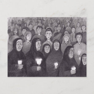 Gebet mit Kerzenlicht in Lourdes, Frankreich Postkarte