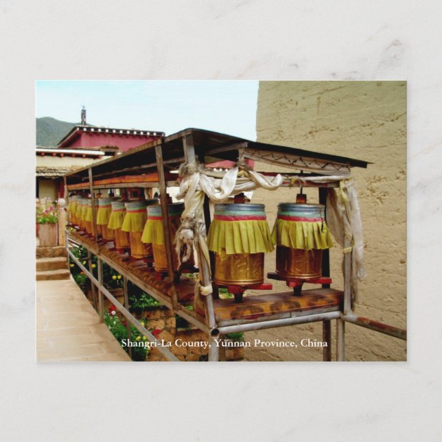 Gebet-Rad, Shangri-La-Landkreis, Yunnan, China Postkarte (Vorderseite)