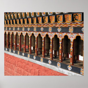 Gebet Räder des zentralen Platzes in Thimphu Poster