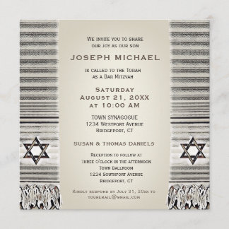 Gebet Shawl Tan Bar Mitzvah Einladung