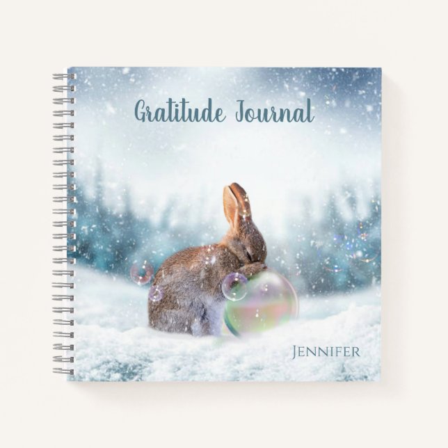 Gebet Sonnenkaninchen im Schneebildschirm Notizbuch (Vorderseite)