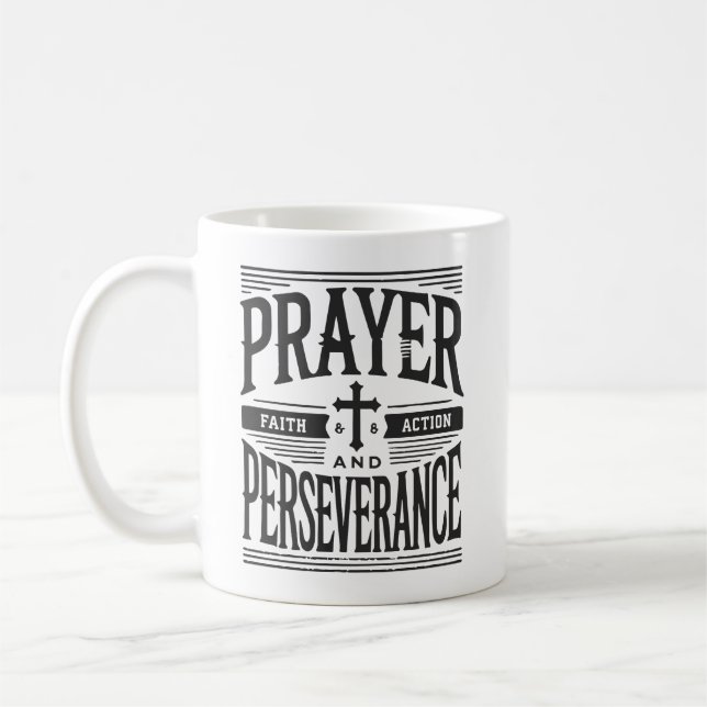 Gebet und Beharrlichkeit - Glaube, Hustel, Erfolg Kaffeetasse (Links)