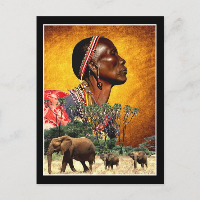Gebet und Beobachtung über die Tiere Afrikas Postkarte (Vorderseite)