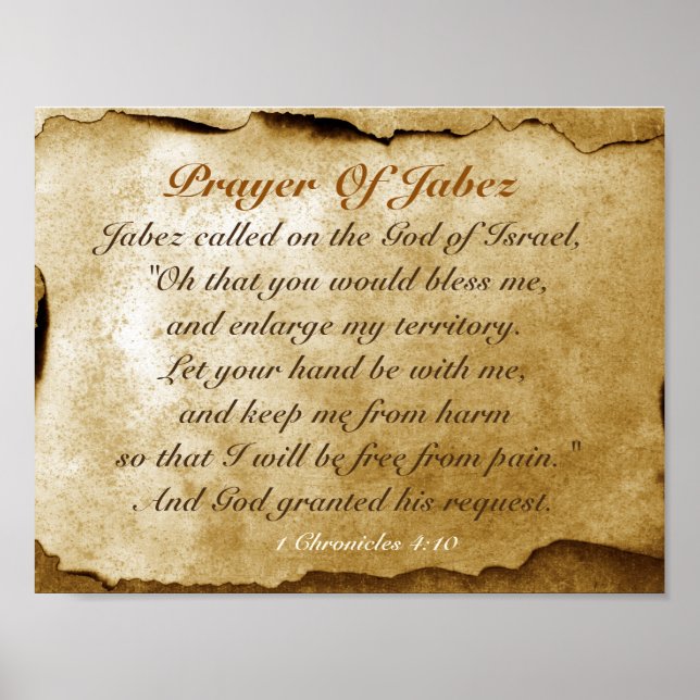 Gebet von Jabez 1 Chroniken 4:10 Bibel Poster (Vorne)