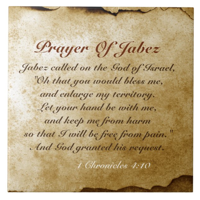Gebet von Jabez, Bibel-Vers, 1 zeichnet 4:10 auf Fliese (Vorderseite)