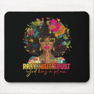 Gebet Warte Gott Plan Jesus Christliche schwarze W Mousepad