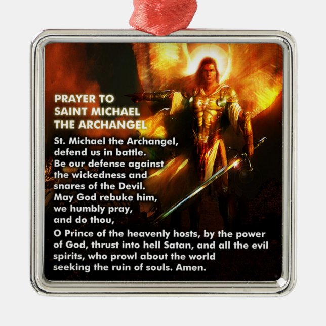 Gebet zu St- Michaelverzierung Silbernes Ornament (Vorne)