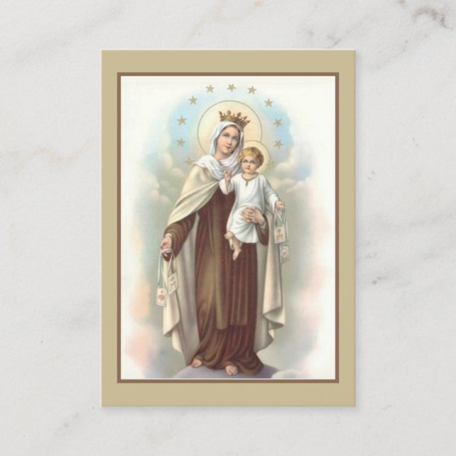 Gebet zu unserer Dame heiliger Karte des Karmels (Vorderseite)